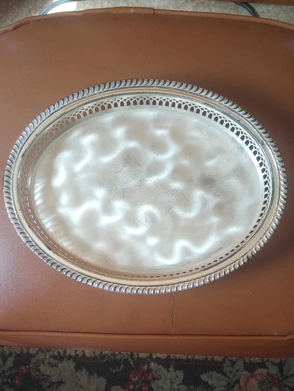 Classic Traditional Vintage Oval Silver Plate Tray